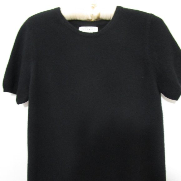 M Black CASHMERE Pullover Knit Sweater Short Sleeve Cuddly Fuzzy - Picture 3 of 8